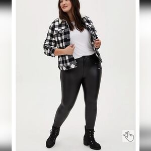 Torrid Black Coated Ponte Multizip Skinny Pant